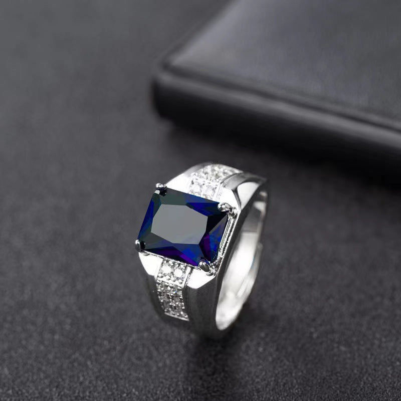 Große smaragdschliff Edelstein Statement Ring mit Pavé-besetztem Band