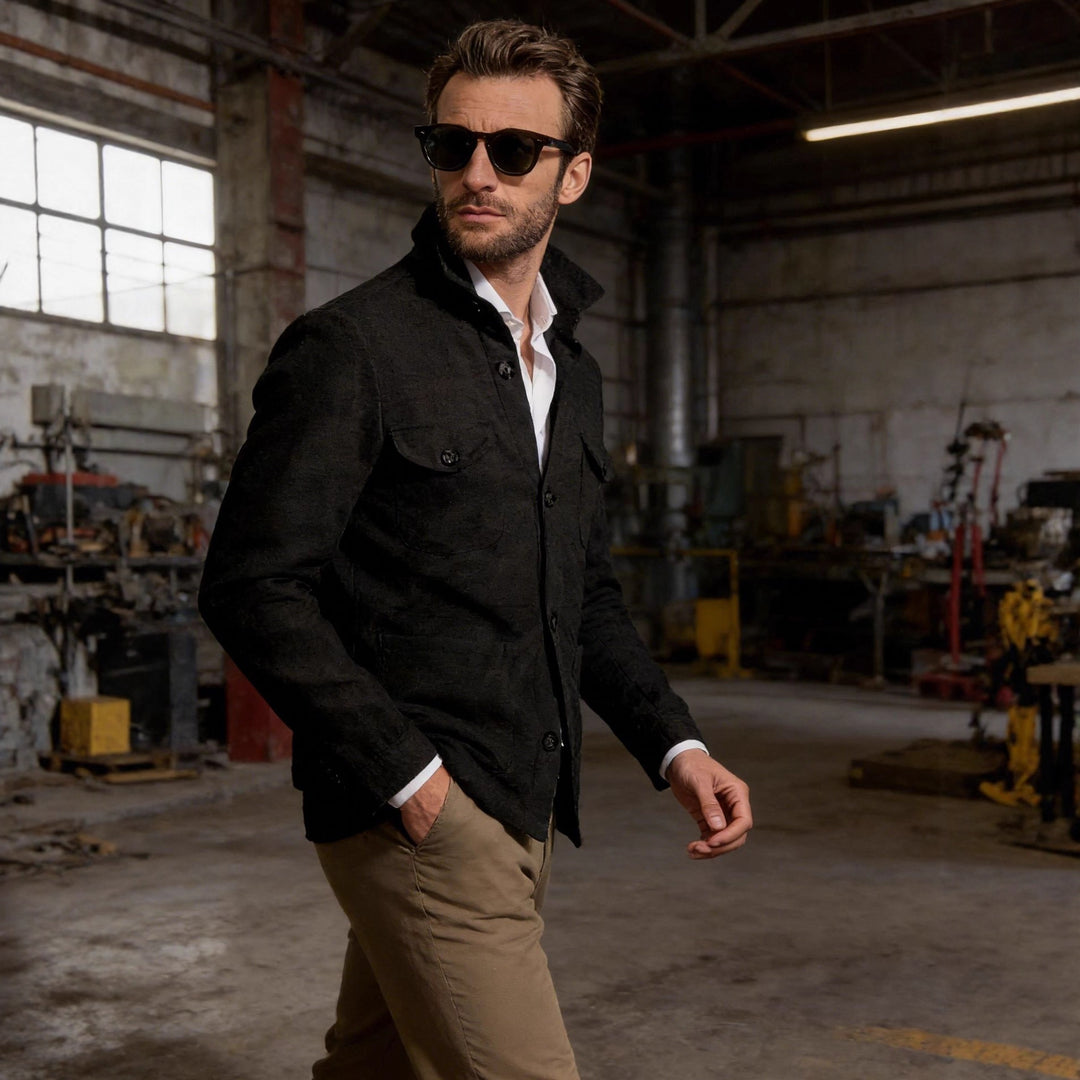 Herren Leichte Fieldjacke aus Baumwoll-Leinen mit Pattentaschen Shop Nory