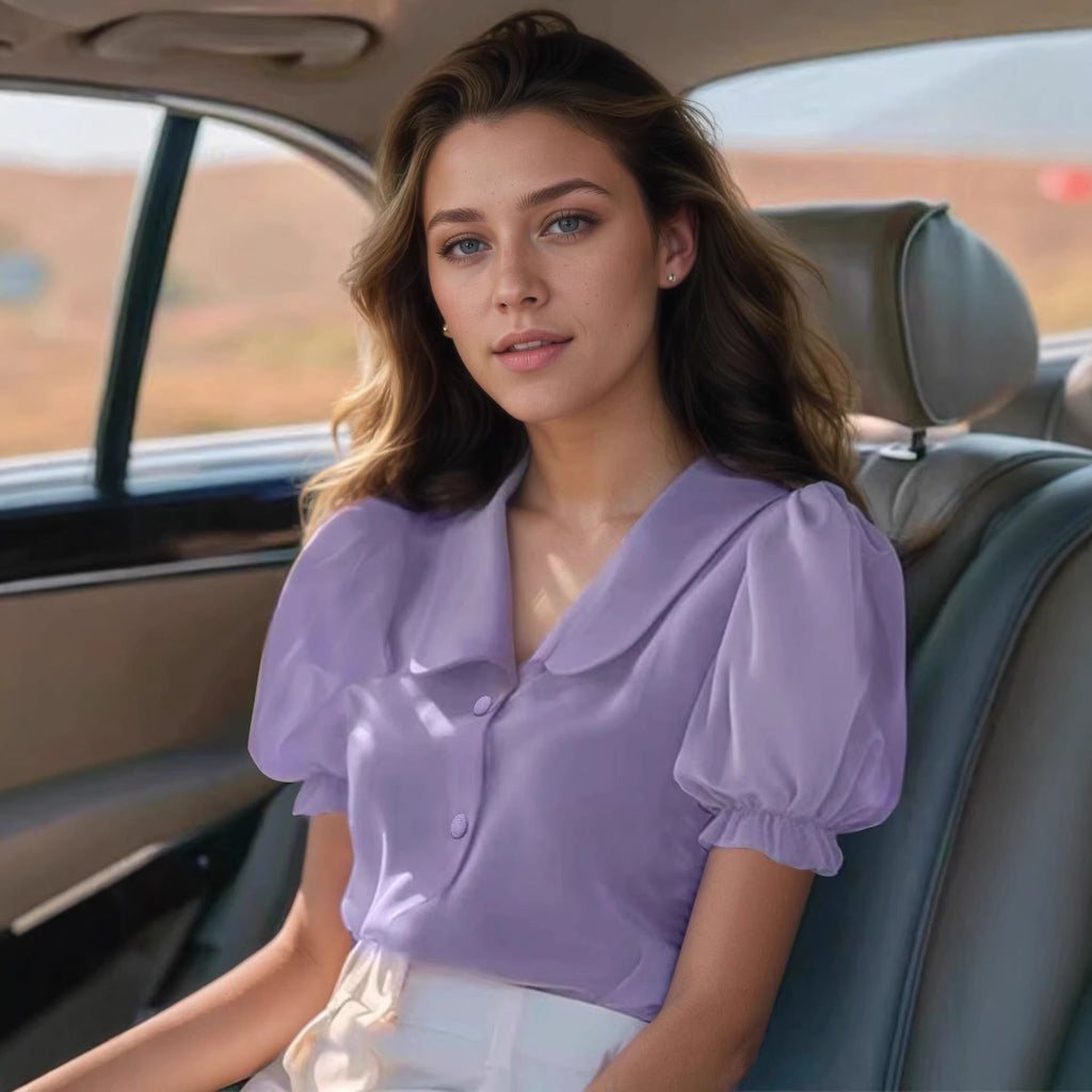 Damen Verspielt geschnittene Bluse mit Puffärmeln und Knopfdetails