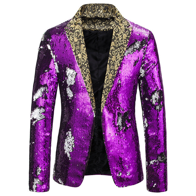 Herren extravagante Pailletten-Blazerjacke