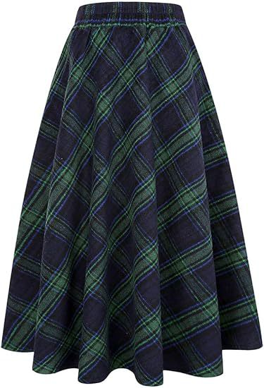 Damen Schwingender A-Linien Rock im modischen Karomuster Shopnory