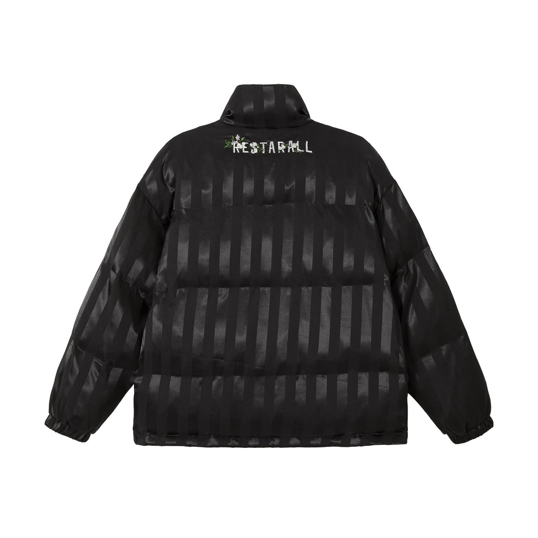 Damen Boxy gesteppte Satin‑Pufferjacke mit floralem Stickdetail Shop Nory