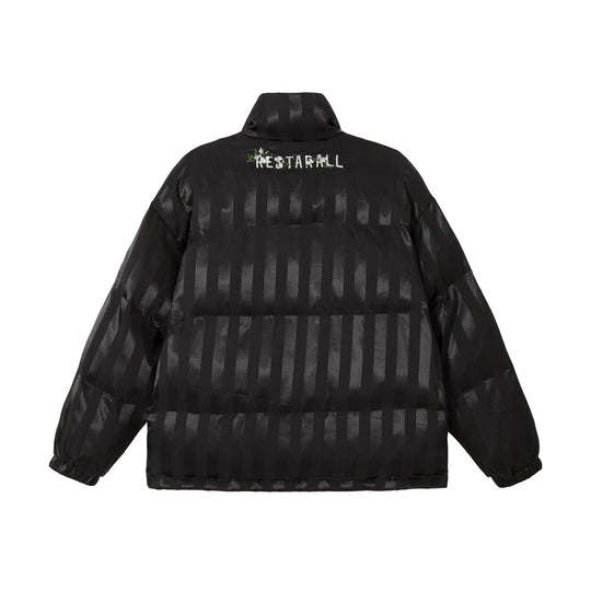 Damen Boxy gesteppte Satin‑Pufferjacke mit floralem Stickdetail Shop Nory