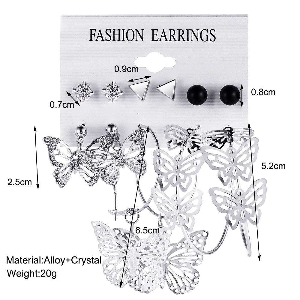 Damen Ohrringe-Set mit funkelnden Schmetterlings- und geometrischen Designs Shop Nory