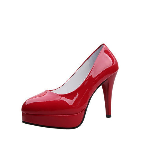 Damen nan Plateau-Pumps mit glänzendem Lack und hohem Stilettoabsatz
