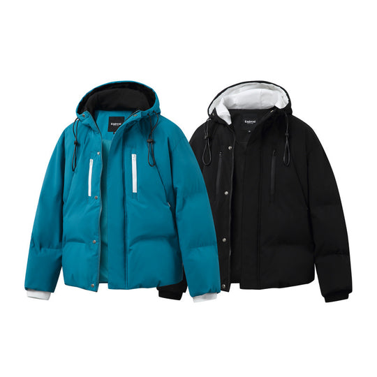 Unisex Kastige wattierte Kapuzenjacke mit Thermoisolierung, wasserabweisenden Reißverschlüssen und Tunnelzug Shop Nory
