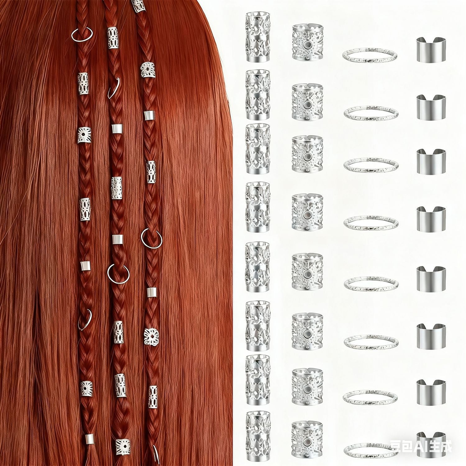 Damen Haaraccessoires Set mit eleganten Zopfverzierungen und Metallringen Shop Nory