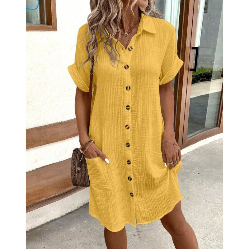 Damen Relaxed Fit Knopfkleid mit praktischen Taschen