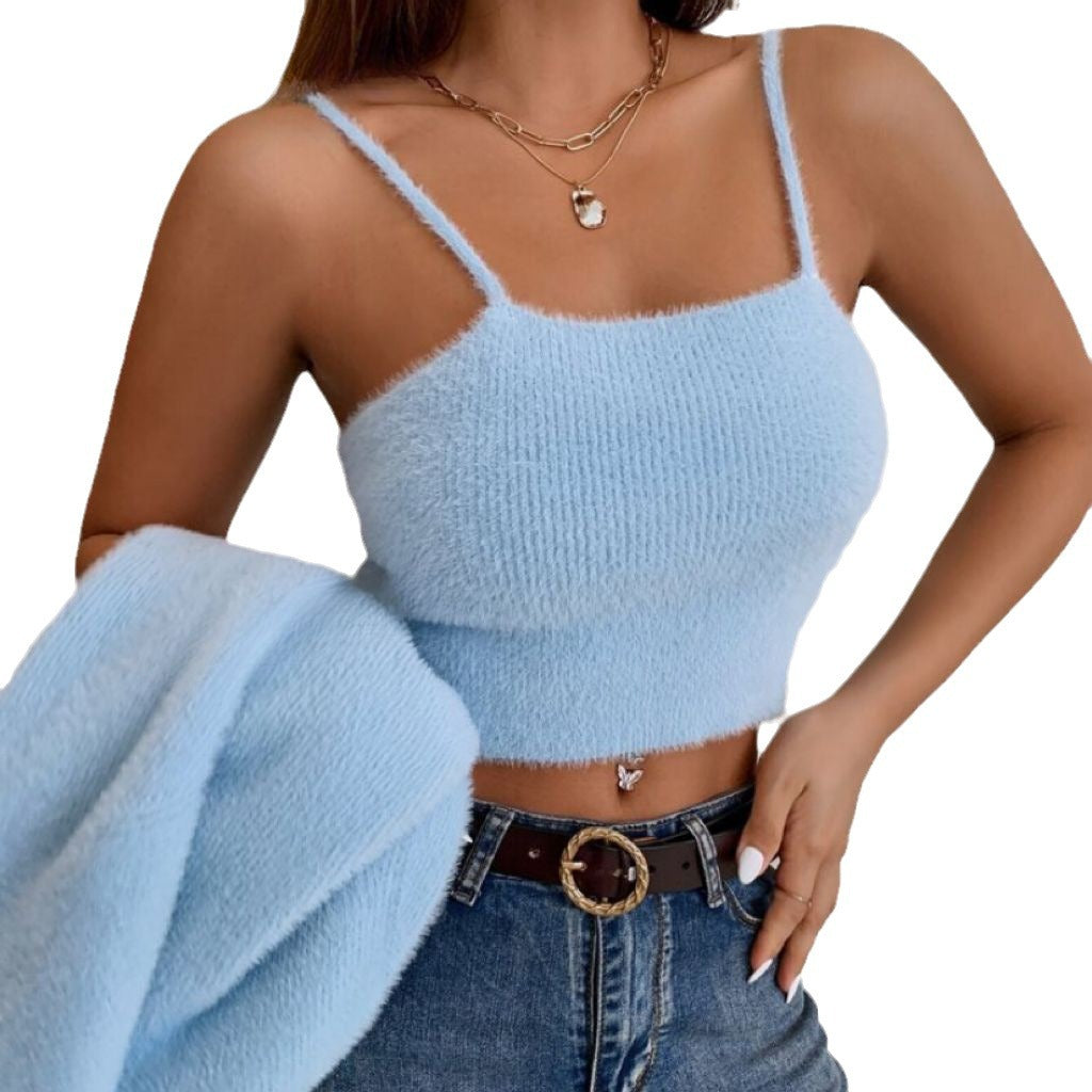 Damen Zweiteiler Cropped Spaghettiträger-Top mit Kurzcardigan aus weichem Feinstrick Shop Nory