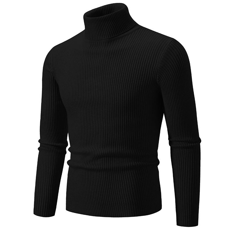 Herren nan taillierter Rollkragenpullover aus feinem Feinstrick mit geripptem Kragen