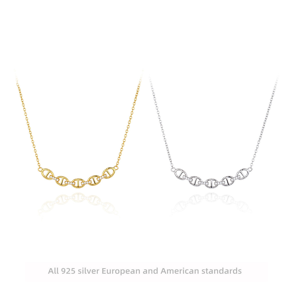 Damen Halskette mit stilvollem Gliederdesign und funkelnden Zirkonia Shop Nory