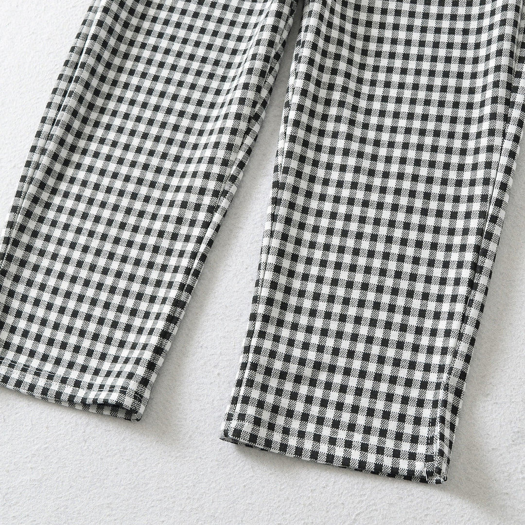 Damen Hochtaillierte Slim-Fit Hose mit Vichy-Karo und elastischem Bund Shop Nory