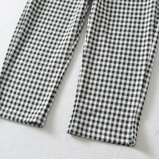 Damen Hochtaillierte Slim-Fit Hose mit Vichy-Karo und elastischem Bund Shop Nory