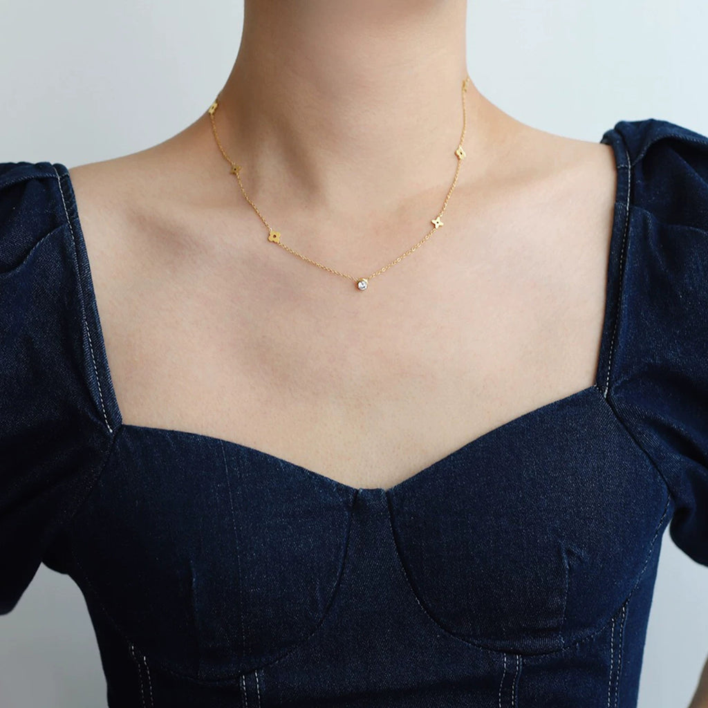 Frauen Blumen Charme Geschichtete Halskette Shop Nory