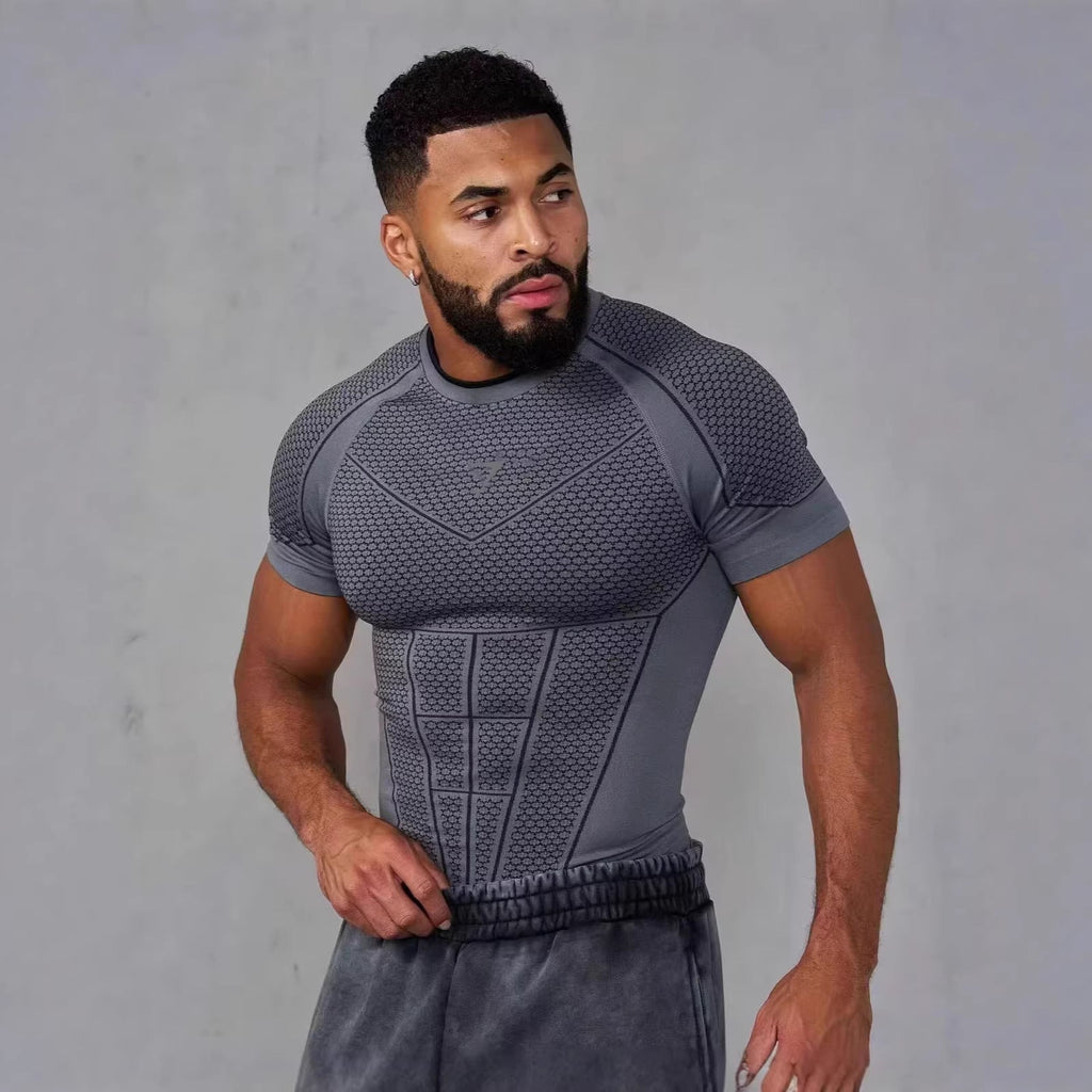 Herren nan muskelmodellierendes Funktionsshirt mit 3D-Struktur und gezielten Kompressionszonen Shopnory
