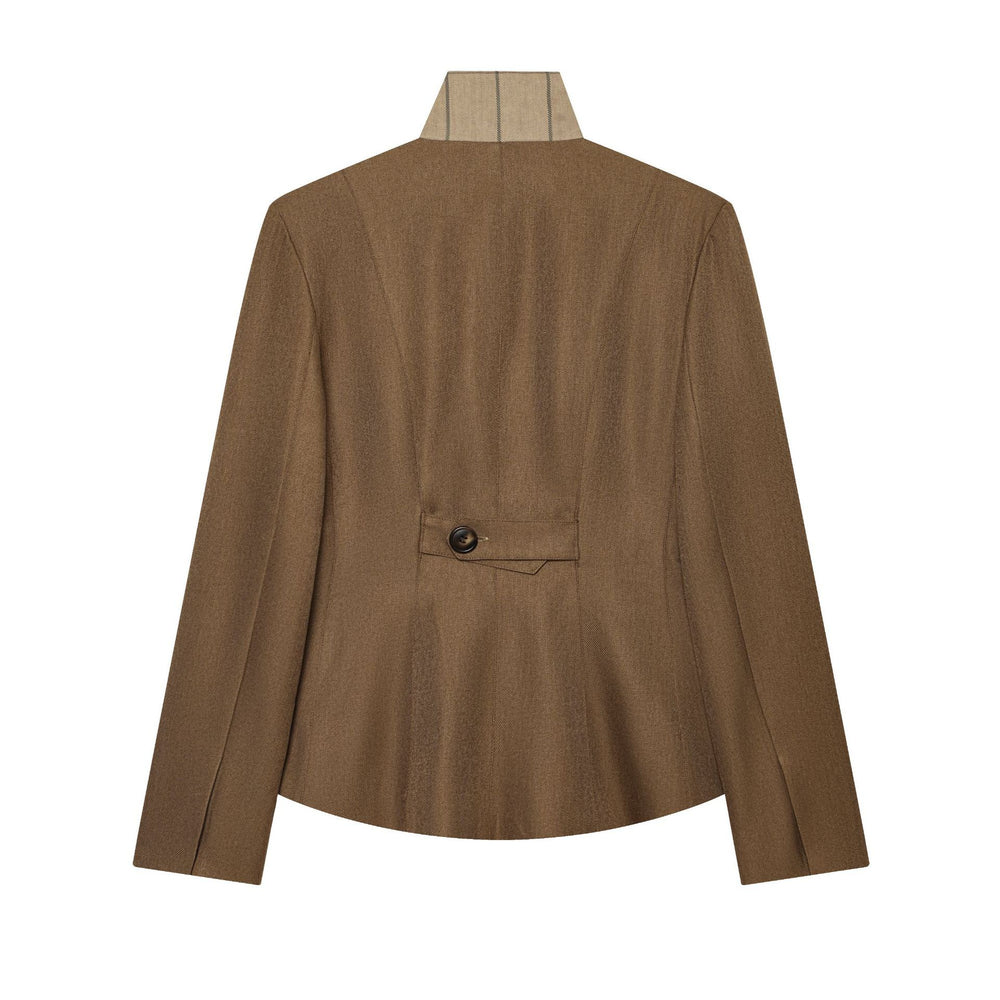 Damen Taillierte Kurzjacke im Wollmix mit Stehkragen und figurnahen Abnähern Shop Nory