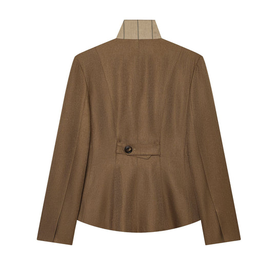 Damen Taillierte Kurzjacke im Wollmix mit Stehkragen und figurnahen Abnähern Shop Nory