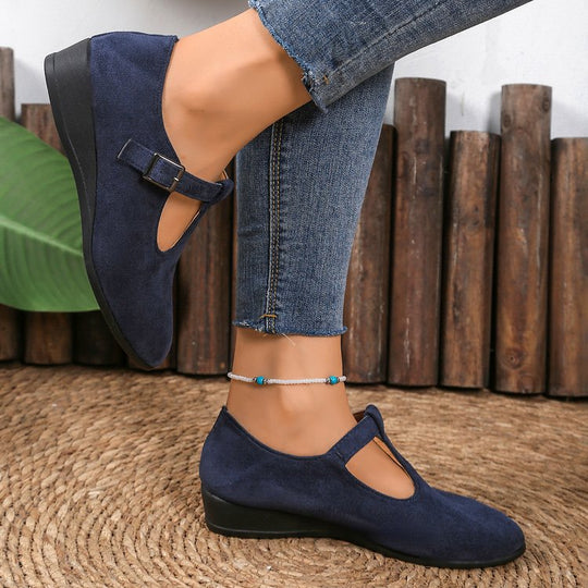 Damen elegante Wedge-Pantoletten mit überkreuzten Riemen und komfortablem Fußbett