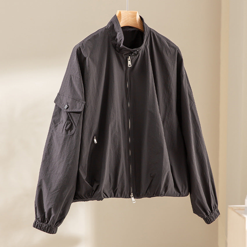 Damen Kurze technische Bomberjacke im Oversize‑Stil mit Ärmeltasche und Zwei‑Wege‑Reißverschluss Shop Nory