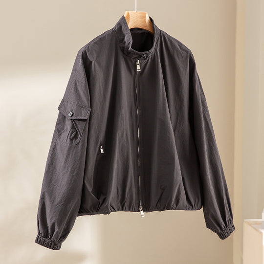 Damen Kurze technische Bomberjacke im Oversize‑Stil mit Ärmeltasche und Zwei‑Wege‑Reißverschluss Shop Nory