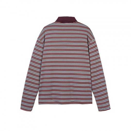 Herren Langarm-Poloshirt mit feinem Streifenmuster und Rippenkragen Shop Nory