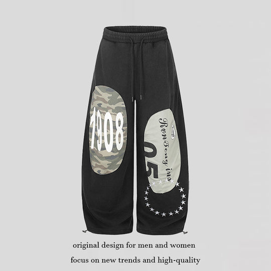 Damen Locker geschnittene Jogginghose mit Camouflage‑Patches und Kordelzug Shop Nory