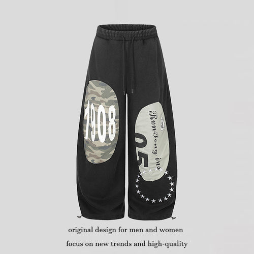 Damen Locker geschnittene Jogginghose mit Camouflage‑Patches und Kordelzug Shop Nory