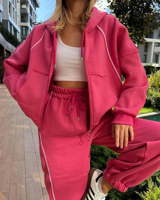Damen weite Jogginghose mit hohem Bund und kontrastierendem Seitenstreifen Shop Nory