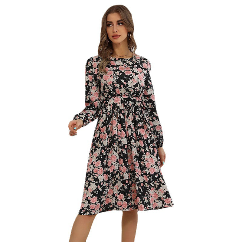 Damen Florales Midikleid mit Smok-Taille, Volantärmeln und seitlichem Beinschlitz Shop Nory
