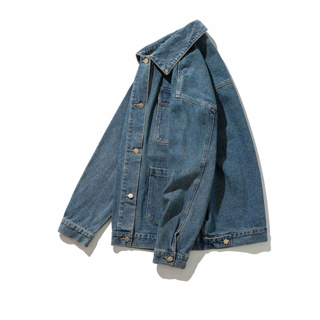 Unisex Robustess Denim‑Workwear‑Blouson mit Hemdkragen und großen Pattentaschen Shop Nory