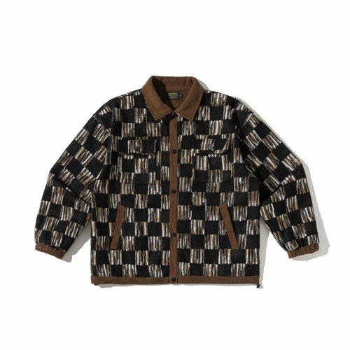 Herren Gemusterte Wollmix Overshirtjacke mit Cordkragen und Pattentaschen Shop Nory