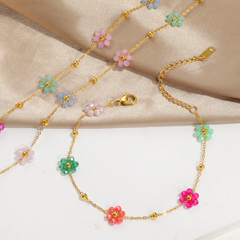 Damen Floral Charm Perlen Halskette Shop Nory