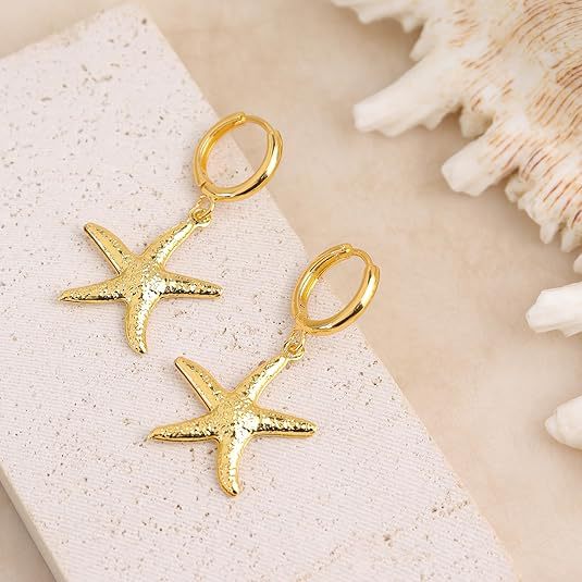 Damen Ohrhänger mit maritimem Sternen-Design und eleganter Oberflächenstruktur Shop Nory