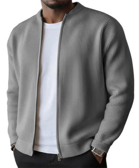 Herren Rippstrick Bomber Cardigan mit vollem Reißverschluss EB