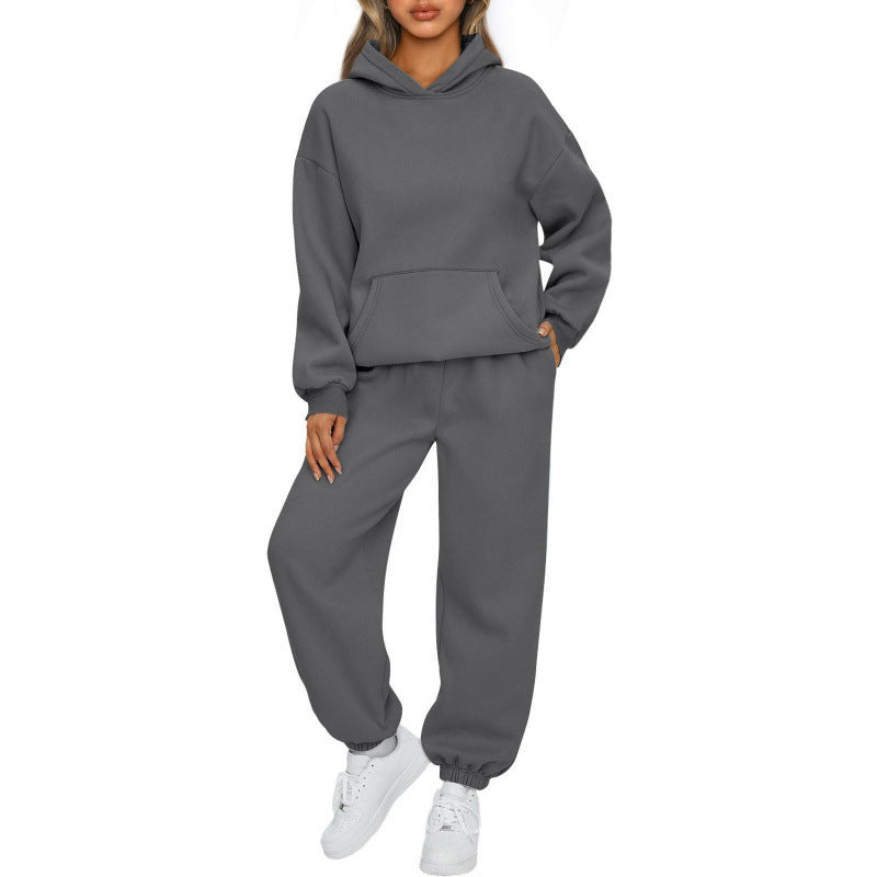 Damen nan Oversize Kapuzenpullover und Fleece Jogginghose Set mit Kängurutasche Shop Nory