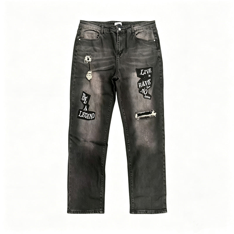 Herren Modische Ripped Jeans mit grafischen Prints Shop Nory