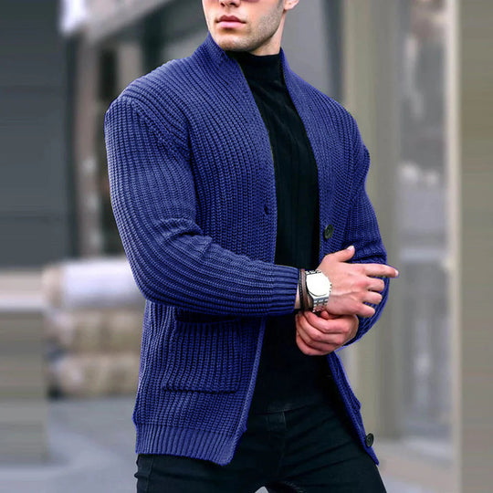 Herren Grobstrick-Cardigan mit Schalkragen und aufgesetzten Taschen Shop Nory