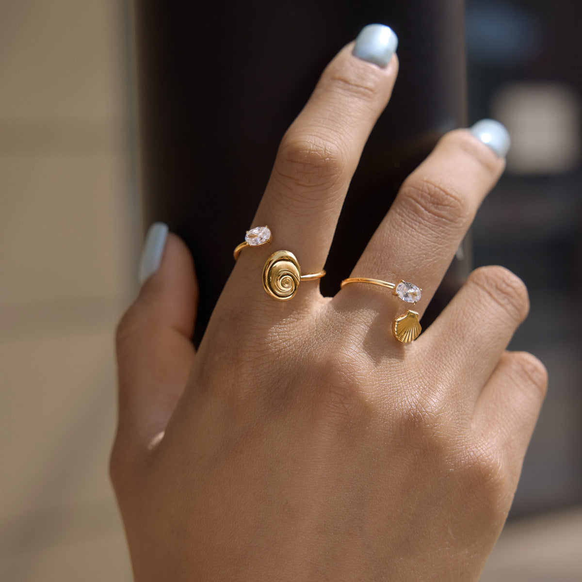 Damen Offener Ring mit spiralförmigem Design und strahlendem Zirkonia Shop Nory
