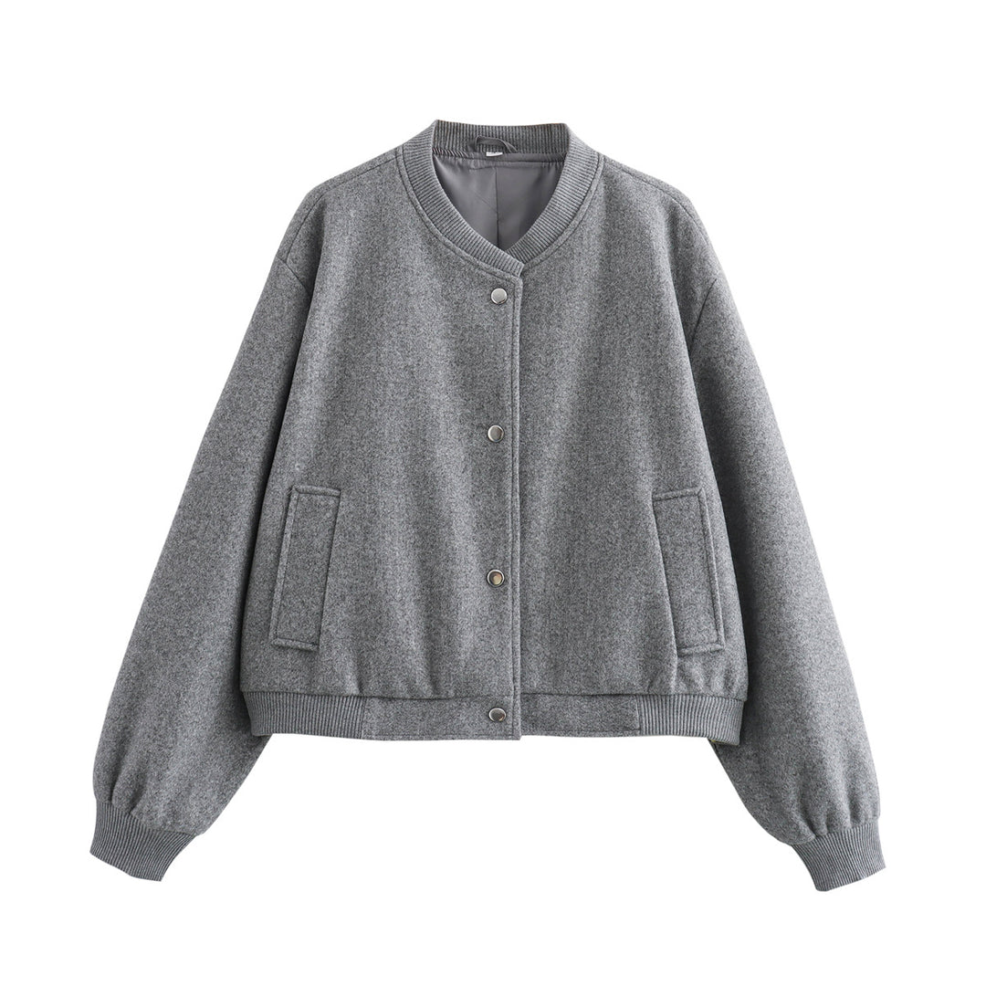 Damen Cropped-Bomberjacke im Boxy-Schnitt mit Druckknopfleiste und Eingrifftaschen Shop Nory