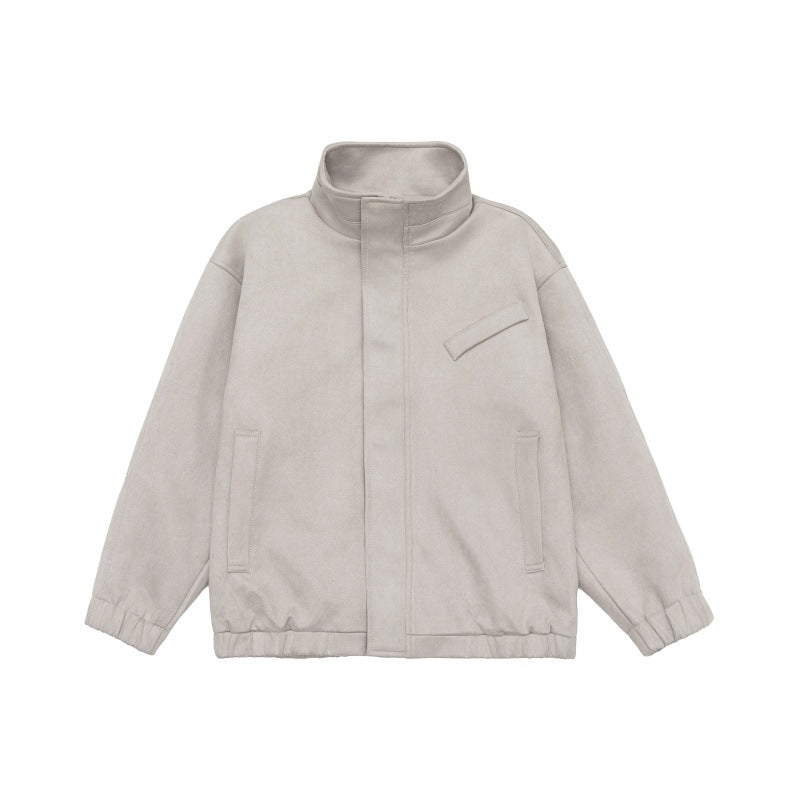 Unisex Kurzgeschnittene Stehkragen-Fleecejacke mit verdeckter Druckknopfleiste Shop Nory