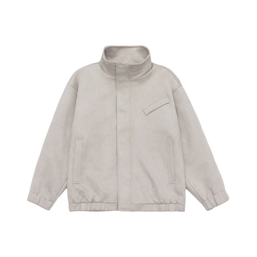 Unisex Kurzgeschnittene Stehkragen-Fleecejacke mit verdeckter Druckknopfleiste Shop Nory