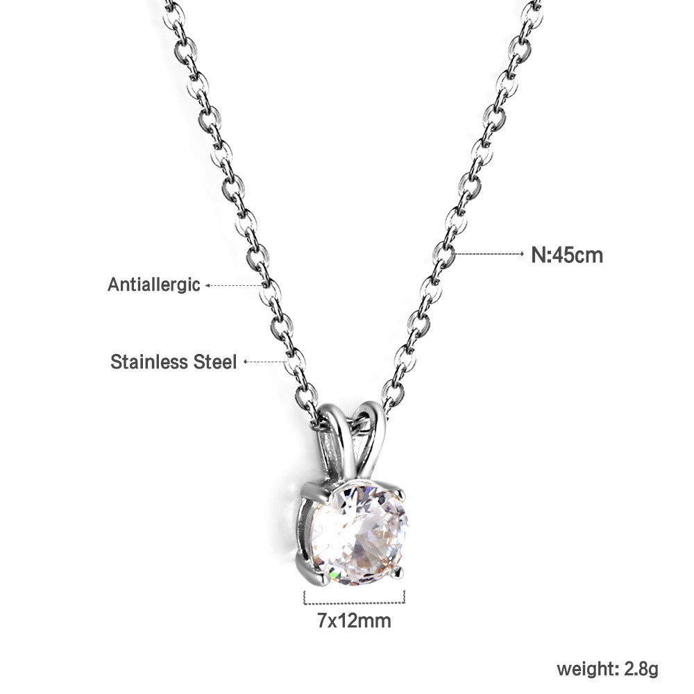 Damen Halskette mit funkelndem, antiallergischem Edelstein aus Edelstahl Shop Nory