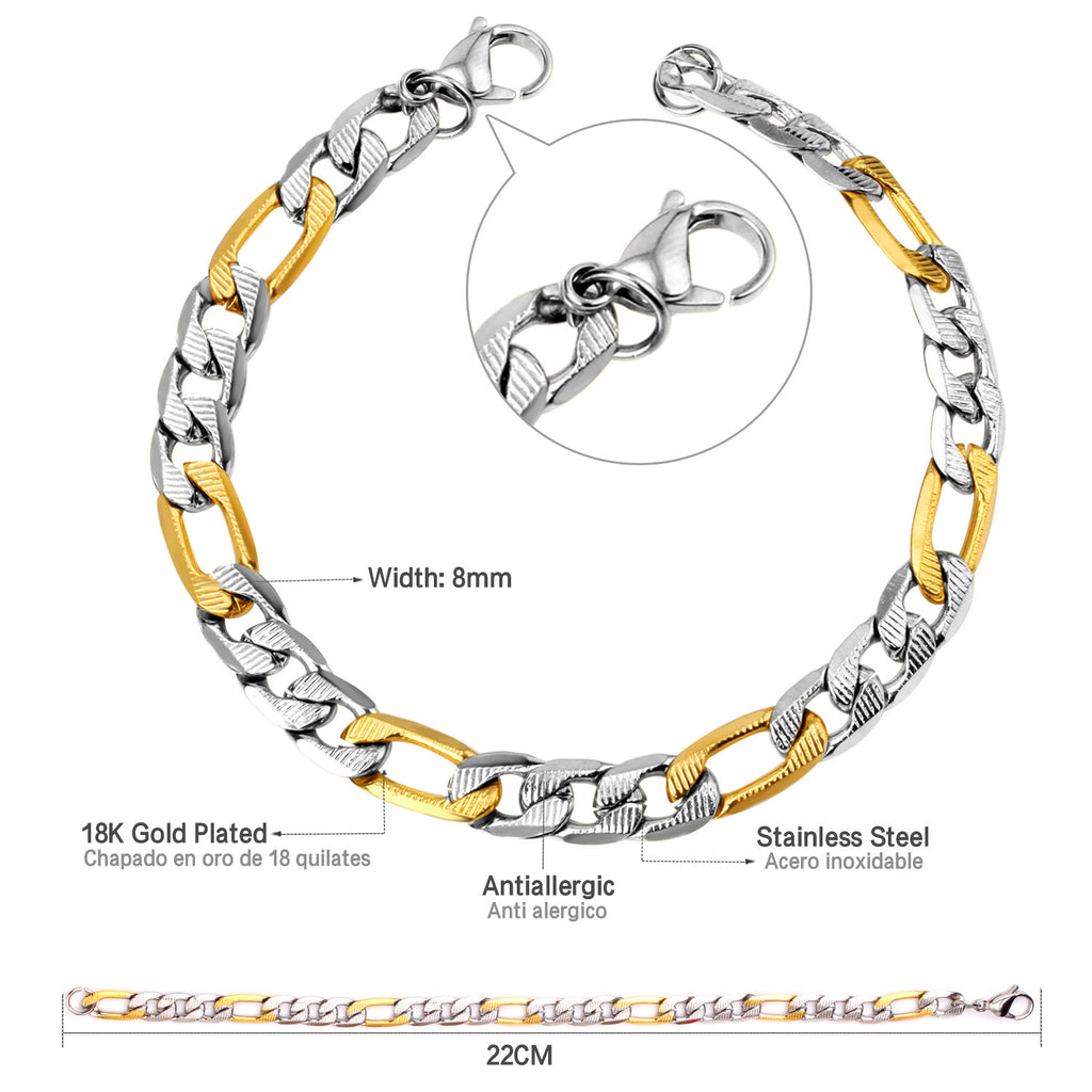 Damen Edelstahl Armband mit 18k goldplattierten Akzenten und verstellbarem Verschluss Shop Nory