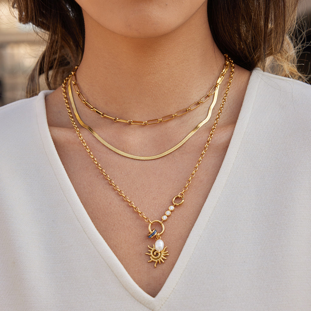 Damen Halskette mit Sonne und Swarovski-Steinen Shop Nory