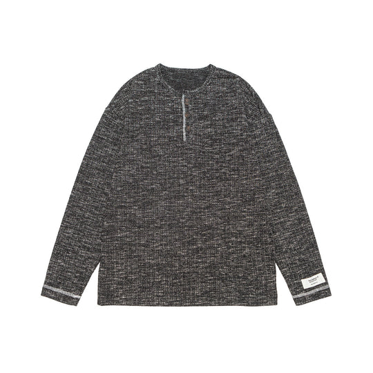 Unisex Gerippter Henley-Pullover mit Knopfleiste und Oversize-Silhouette Shop Nory