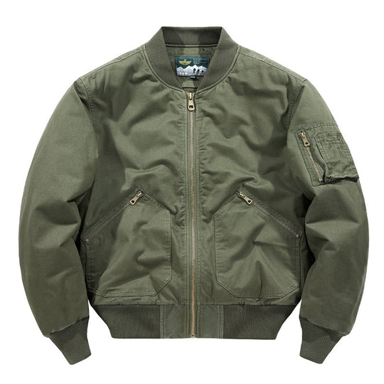 Herren Kurz geschnittene Utility-Bomberjacke aus robustem Canvas mit Ärmeltasche Shop Nory