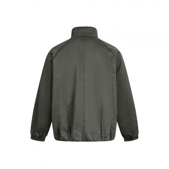 Herren Minimalistische Nylon-Bomberjacke mit Stehkragen, Raglanärmeln und gerafftem Saum Shop Nory