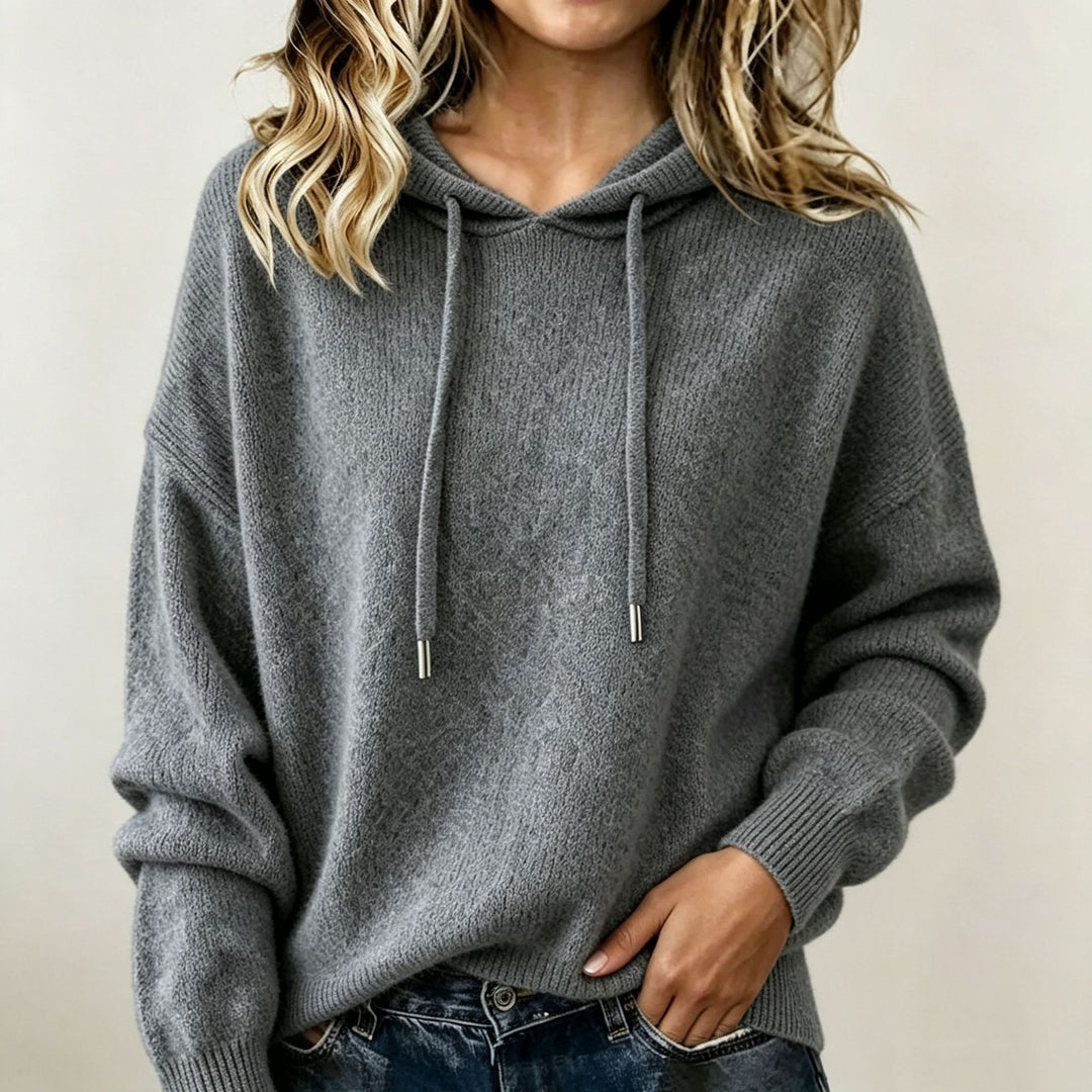 Damen Oversize Strickhoodie aus weichem Feinstrick mit Kordelzug Shop Nory