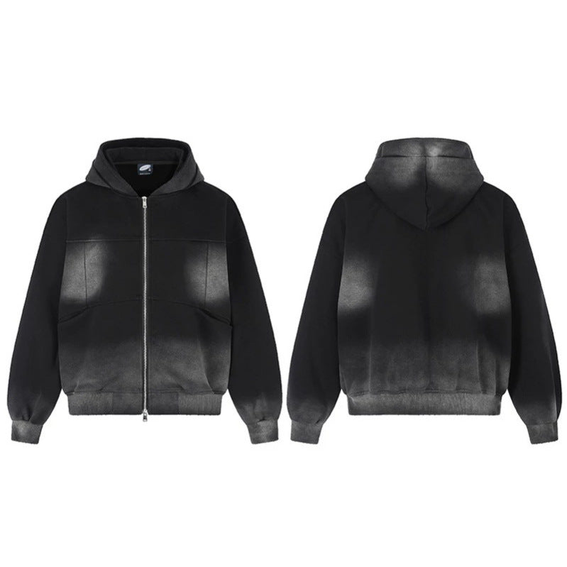 Unisex Kapuzen-Zipjacke mit Ombre‑Färbung, Oversize‑Silhouette und Kängurutaschen Shop Nory