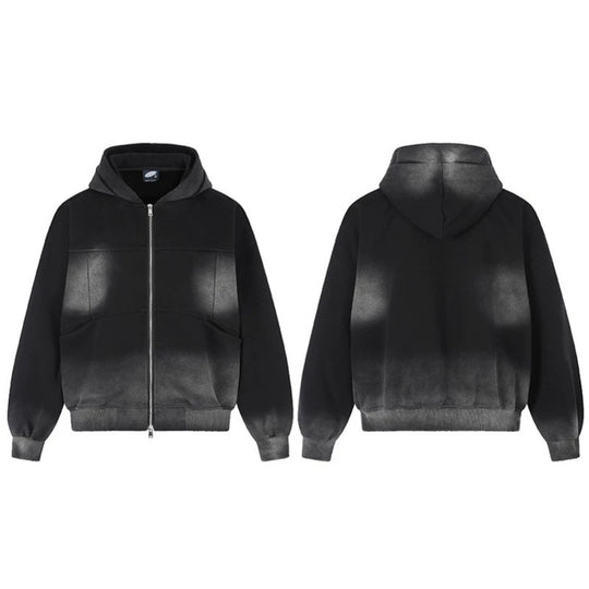 Unisex Kapuzen-Zipjacke mit Ombre‑Färbung, Oversize‑Silhouette und Kängurutaschen Shop Nory